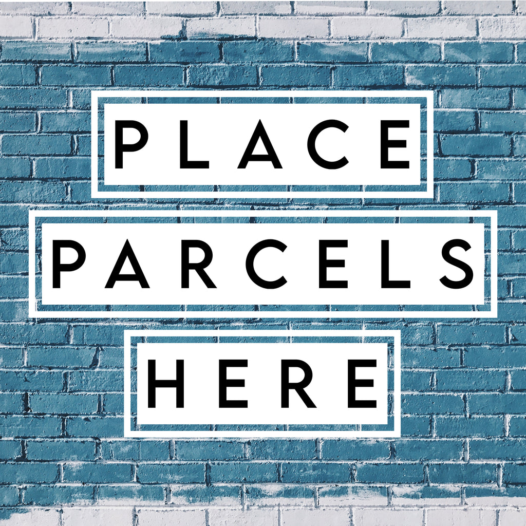 instructional delivery sign - square - “please place deliveries inside” - sign for delivery box